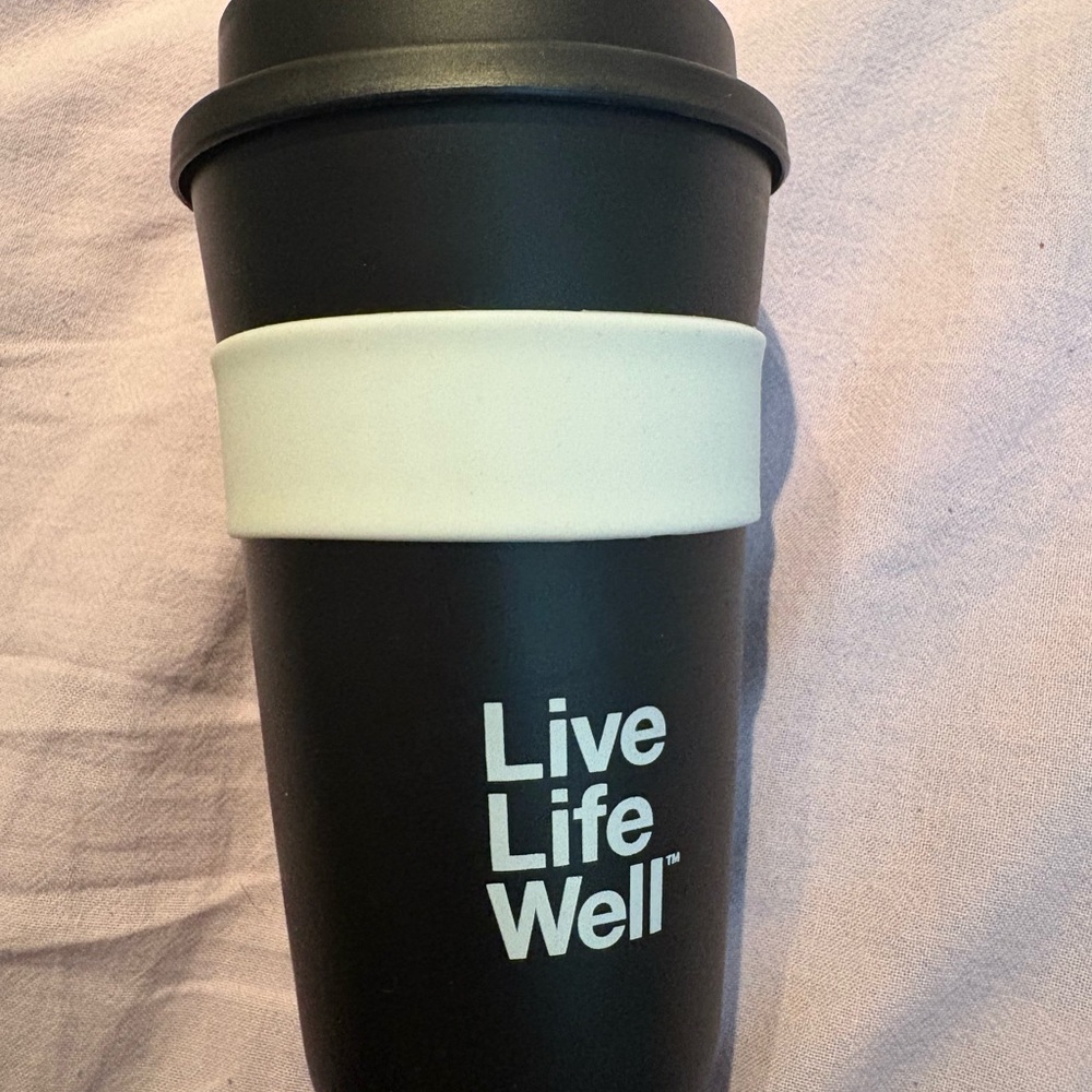 BN Black Travel Mug with White Band